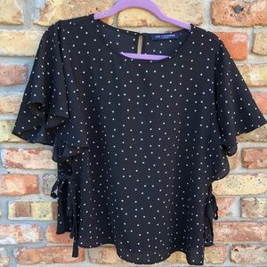 Star Print Flutter Sleeve Top